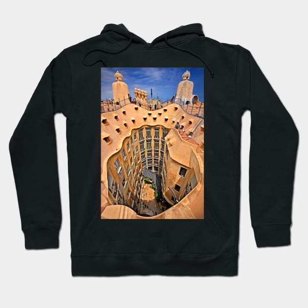 Vertigo on La Pedrera - Barcelona Hoodie by Cretense72